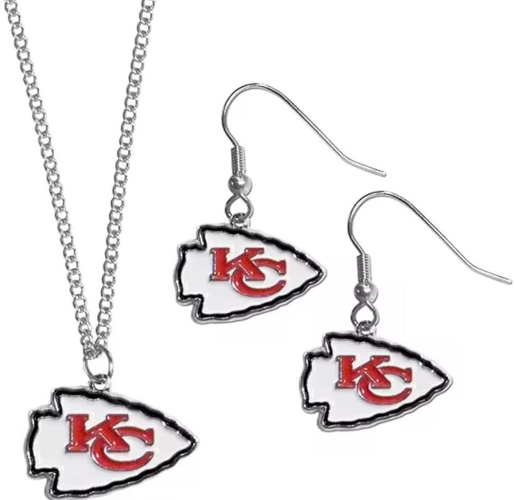 Kansas City Chiefs Arrowhead Necklace and Dangle Earring Jewelry Set